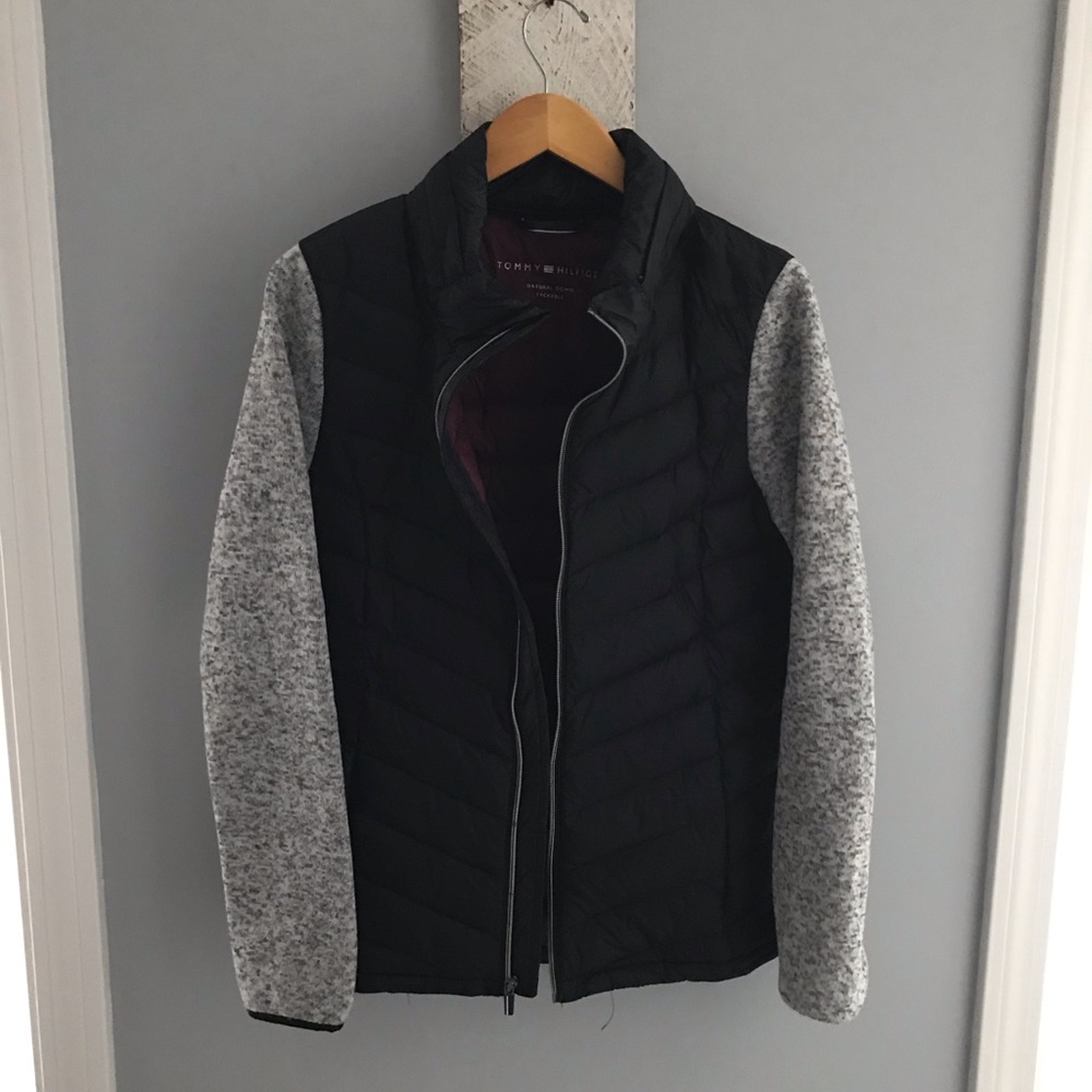 Black jacket. Fleece sleeves